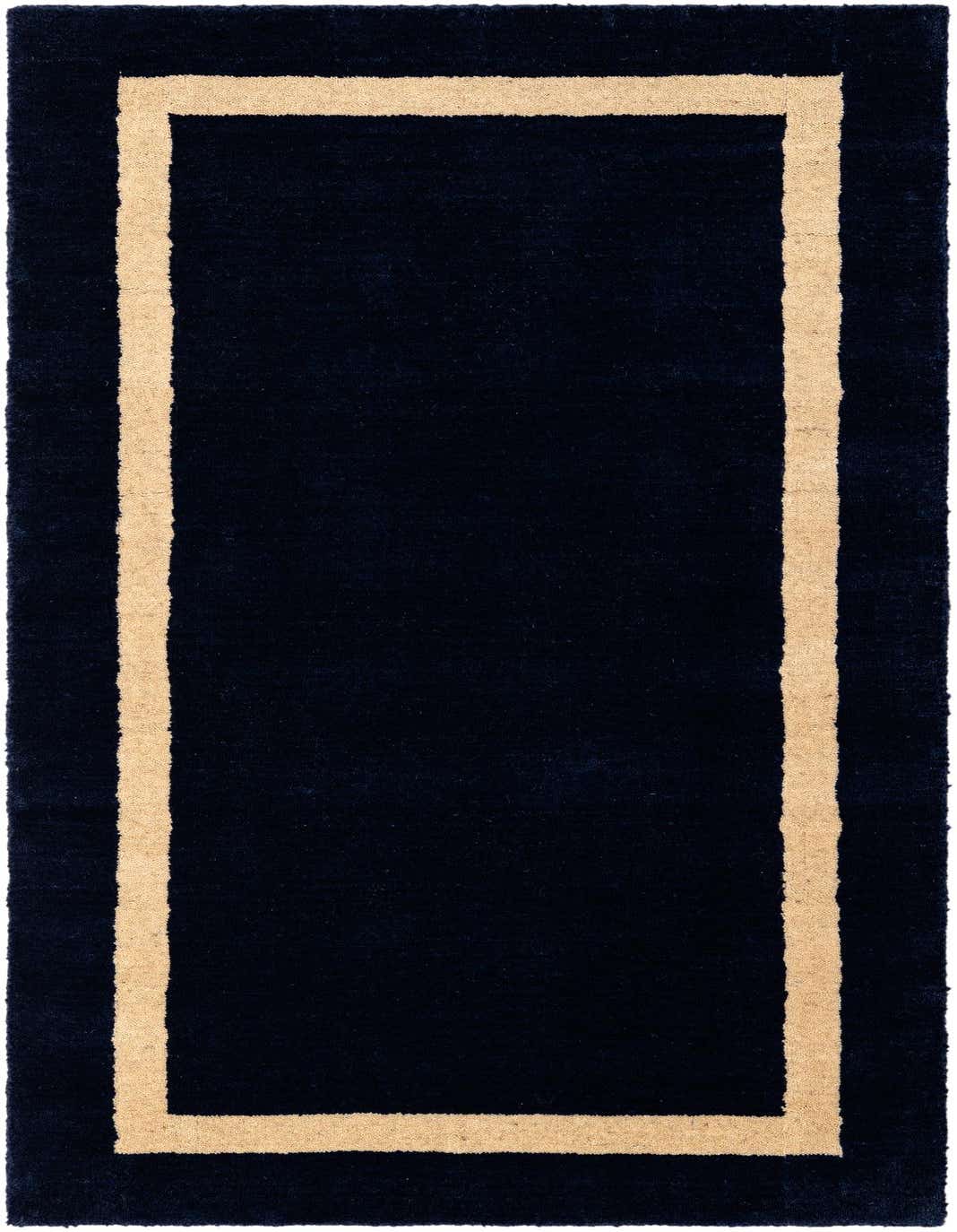 A 4 Ft runner rug in deep cobalt blue with a clean, light beige border, ideal for hallways.