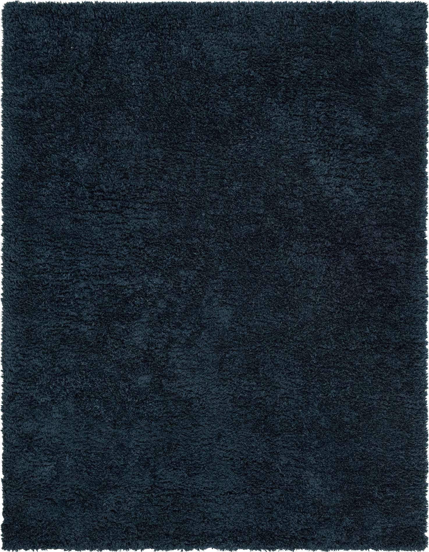 A plush 8x11 rectangular blue shag rug with a textured pile, perfect for a modern living room.