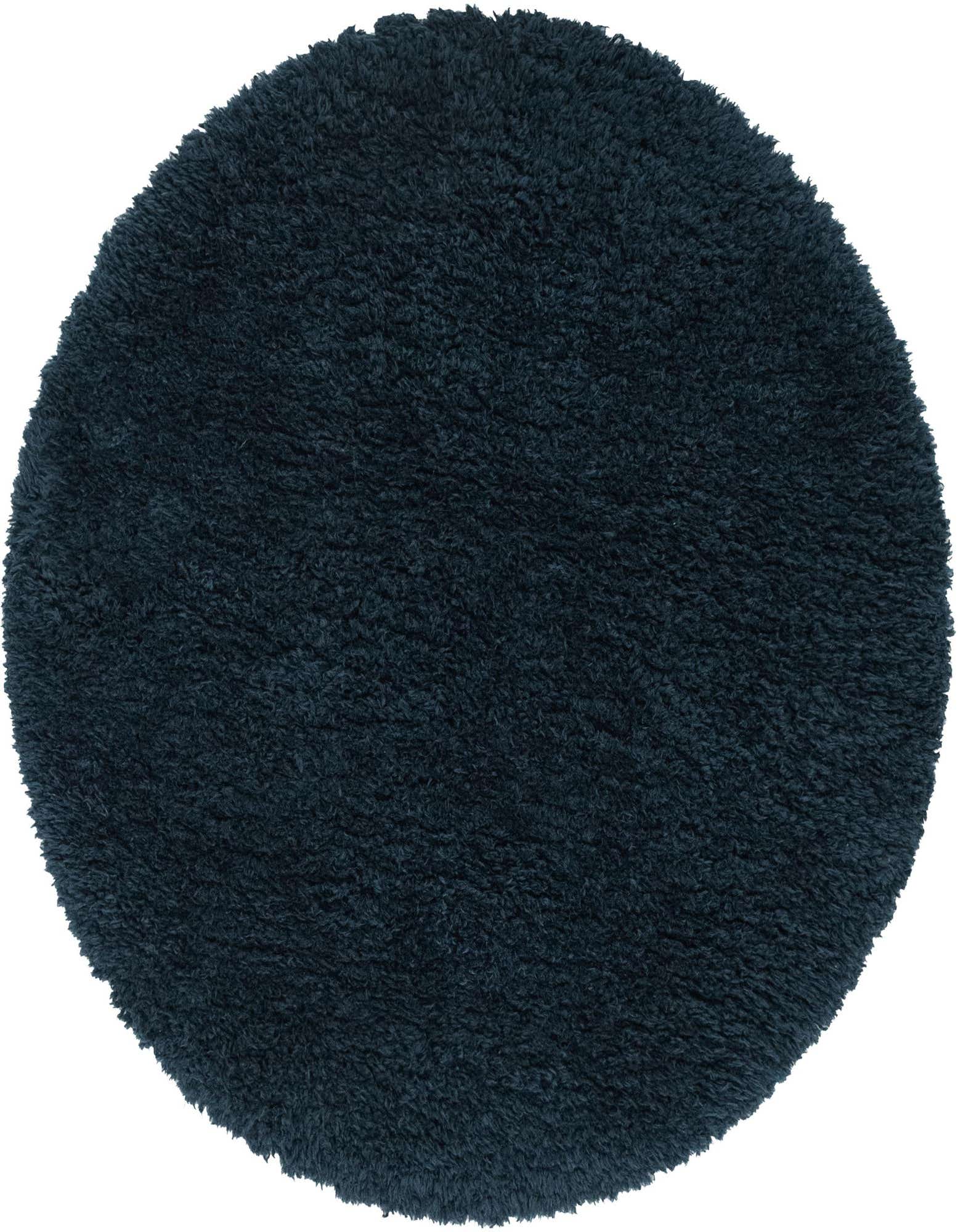 A plush, round 5' 0 x 5' 0 blue shag rug, perfect for adding soft texture to any indoor space.