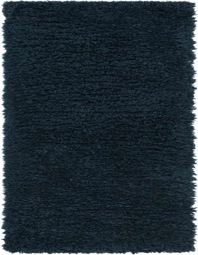 A plush, dark blue 7 ft runner rug with a shaggy texture, perfect for a hallway.