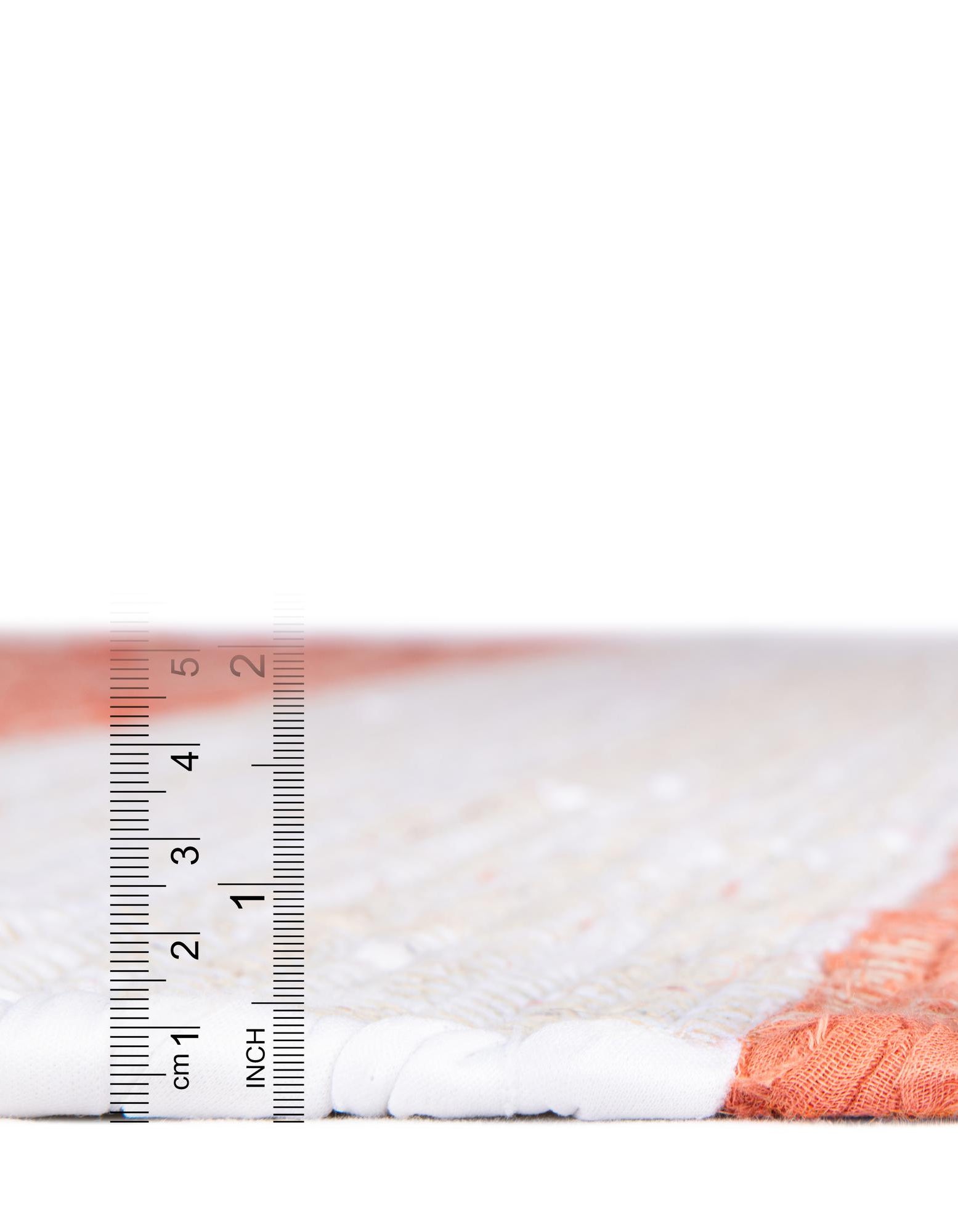 Coral and Ivory 7' 10 x 7' 10 Hand Woven Chindi Rag Square Rug | Rugs.com