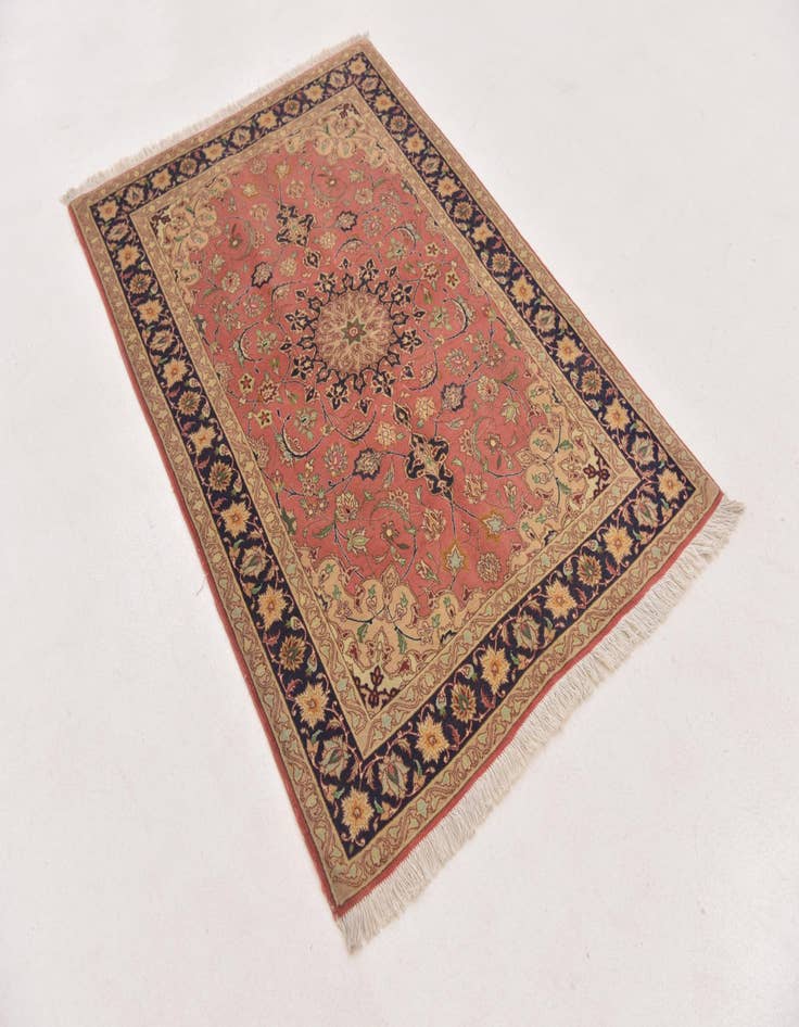 Detail image of  3' 5 x 5'  Hand Knotted Isfahan Persian Rug