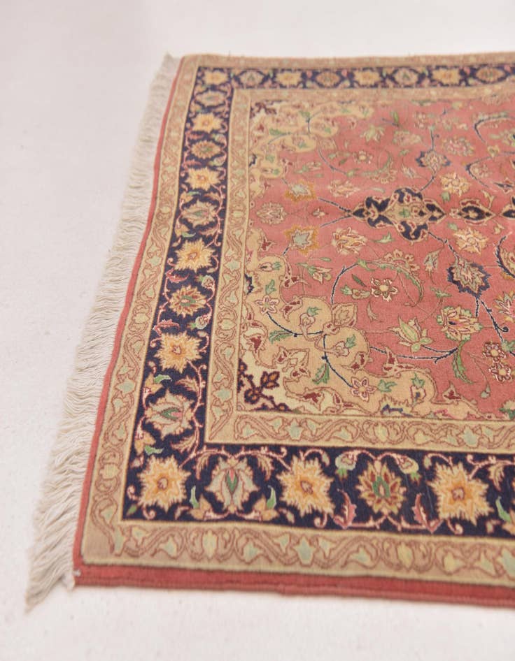 Detail image of  3' 5 x 5'  Hand Knotted Isfahan Persian Rug