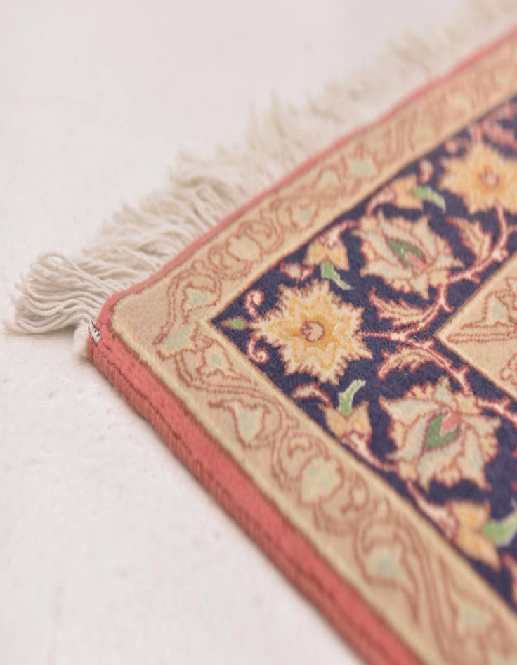 Detail image of  3' 5 x 5'  Hand Knotted Isfahan Persian Rug