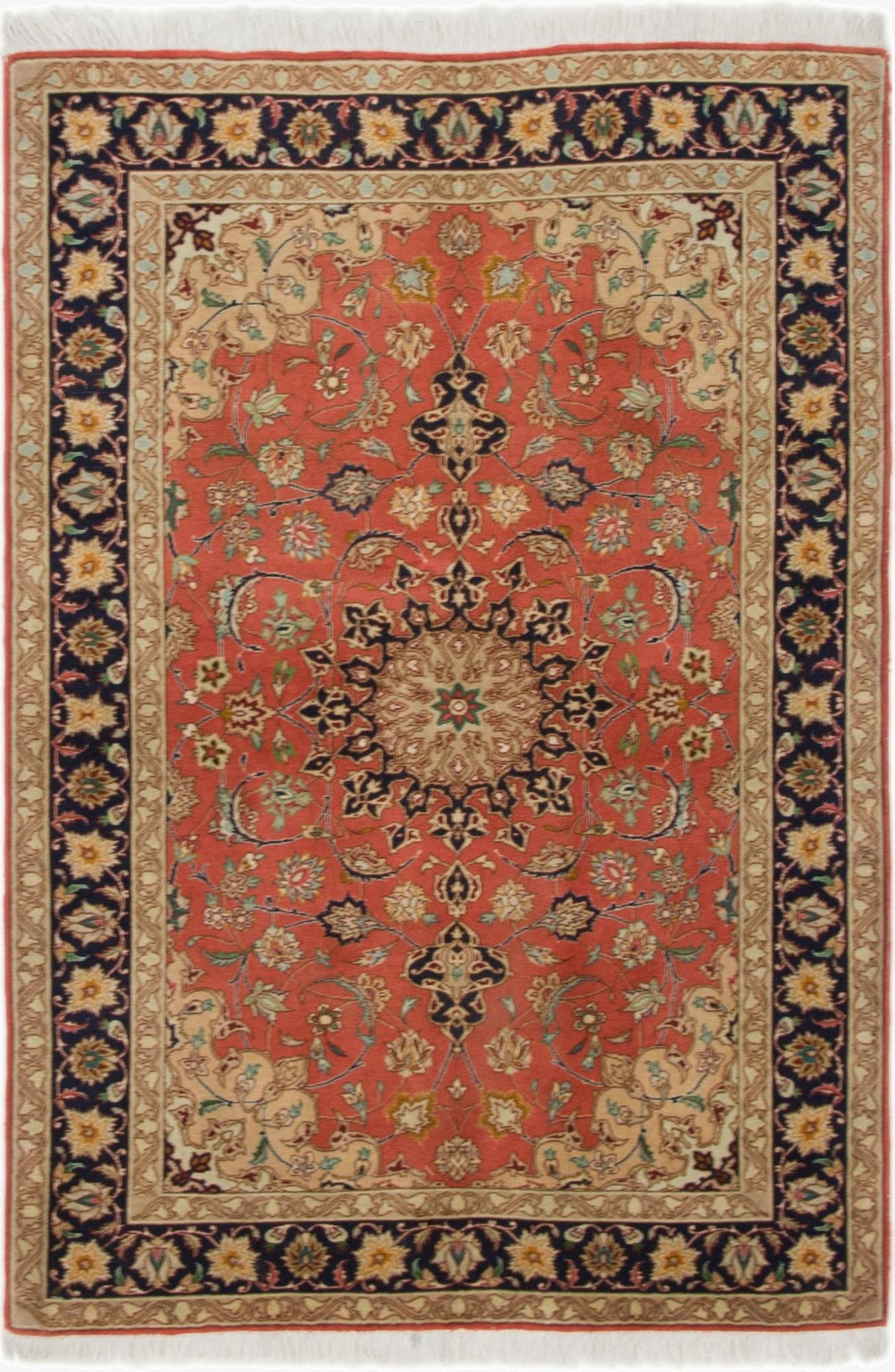  3' 5 x 5'  Hand Knotted Isfahan Persian Rug