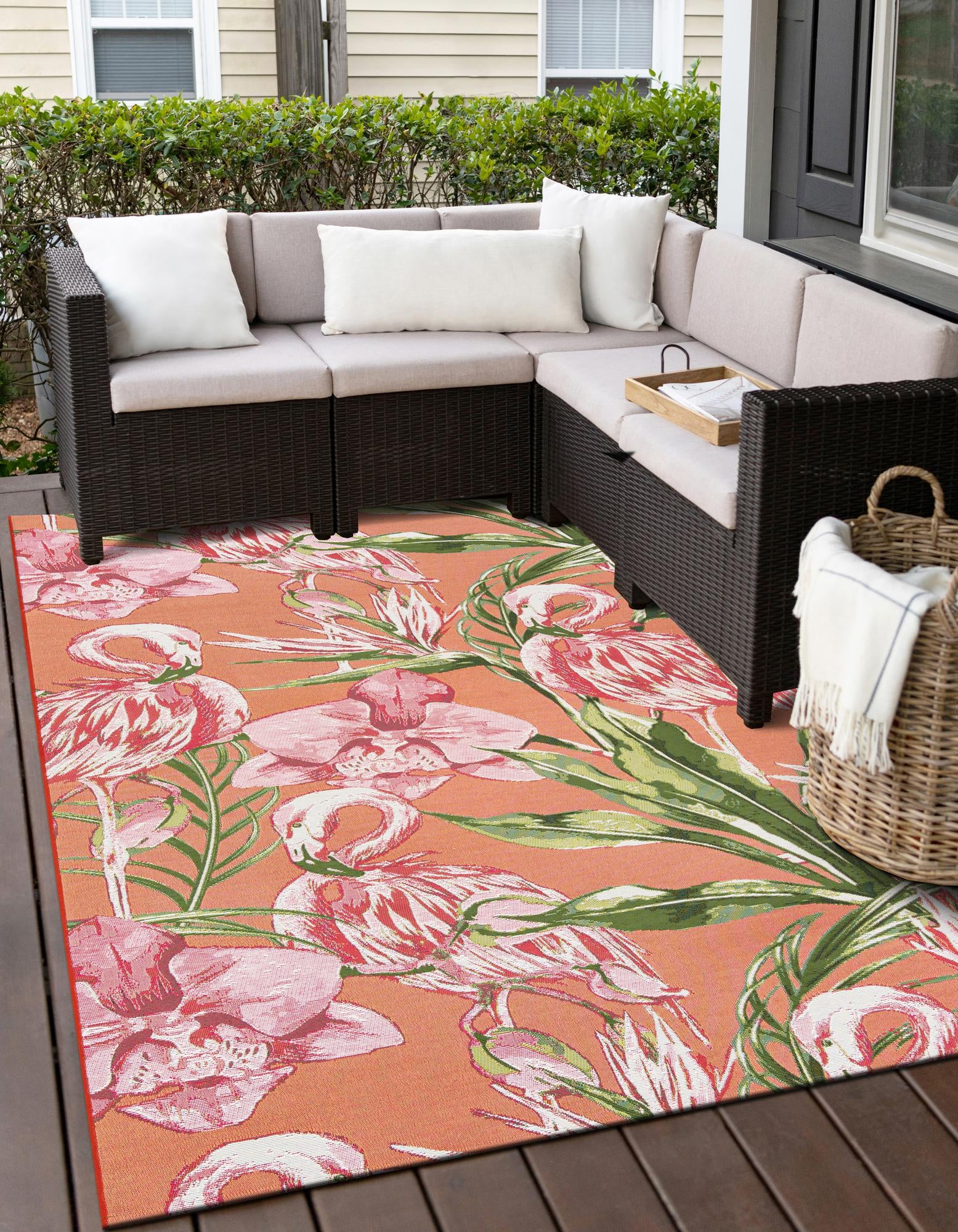 Coral 9' x 12' Botanical Indoor / Outdoor Rug | Rugs.com