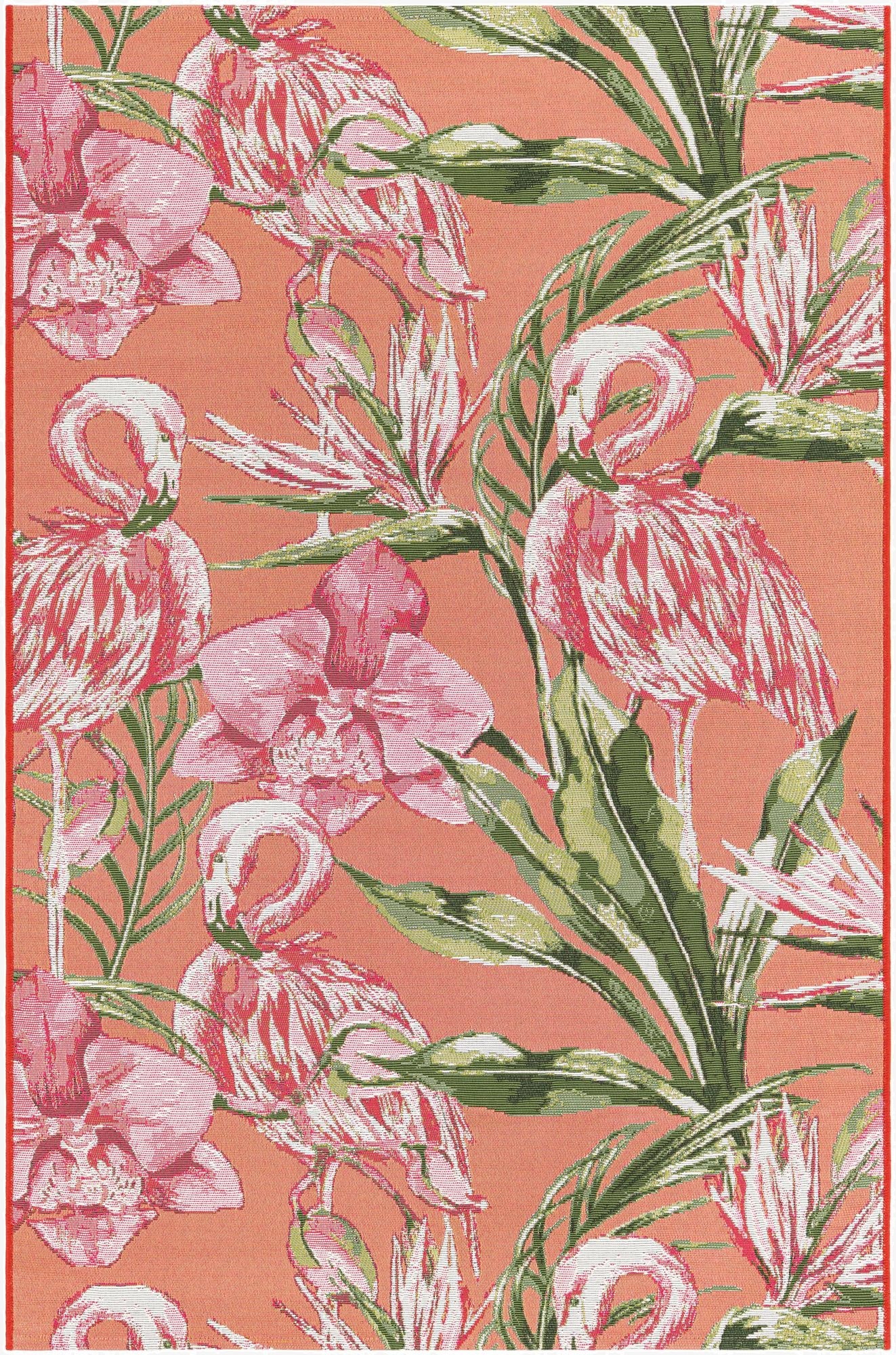  4' x 6'  Washable Botanical Indoor / Outdoor Rug