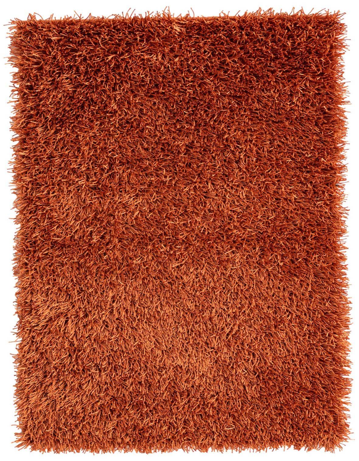 A 3x5 rectangular orange shag rug with a plush, textured pile, perfect for adding warmth to an indoor space.