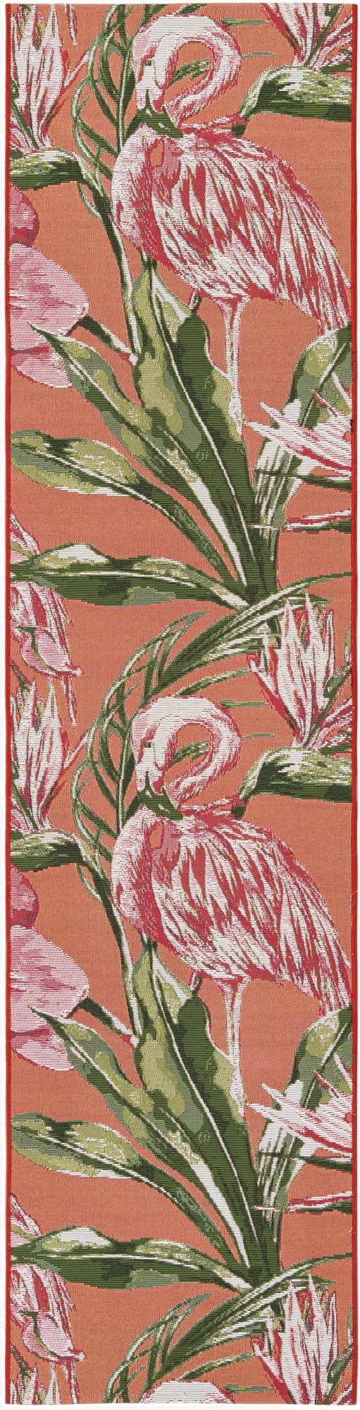  2' x 8'  Washable Botanical Indoor / Outdoor Runner Rug