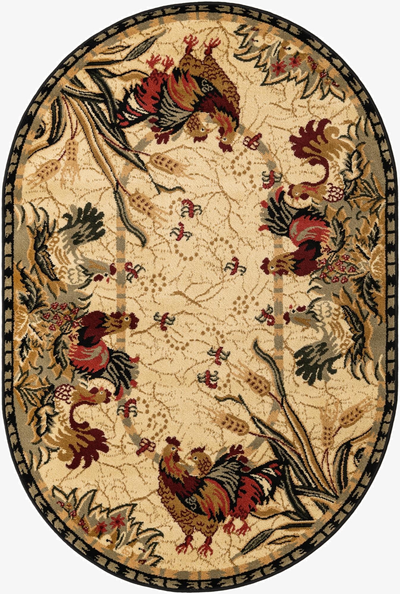  4' x 6' Pastoral Oval Rug