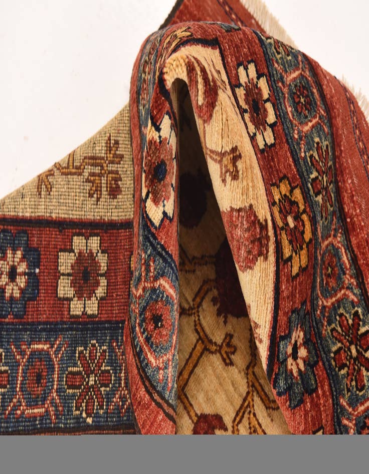 Detail image of 4' 1 x 6' 8 Hand Knotted Afghan Ersari Wool Rug
