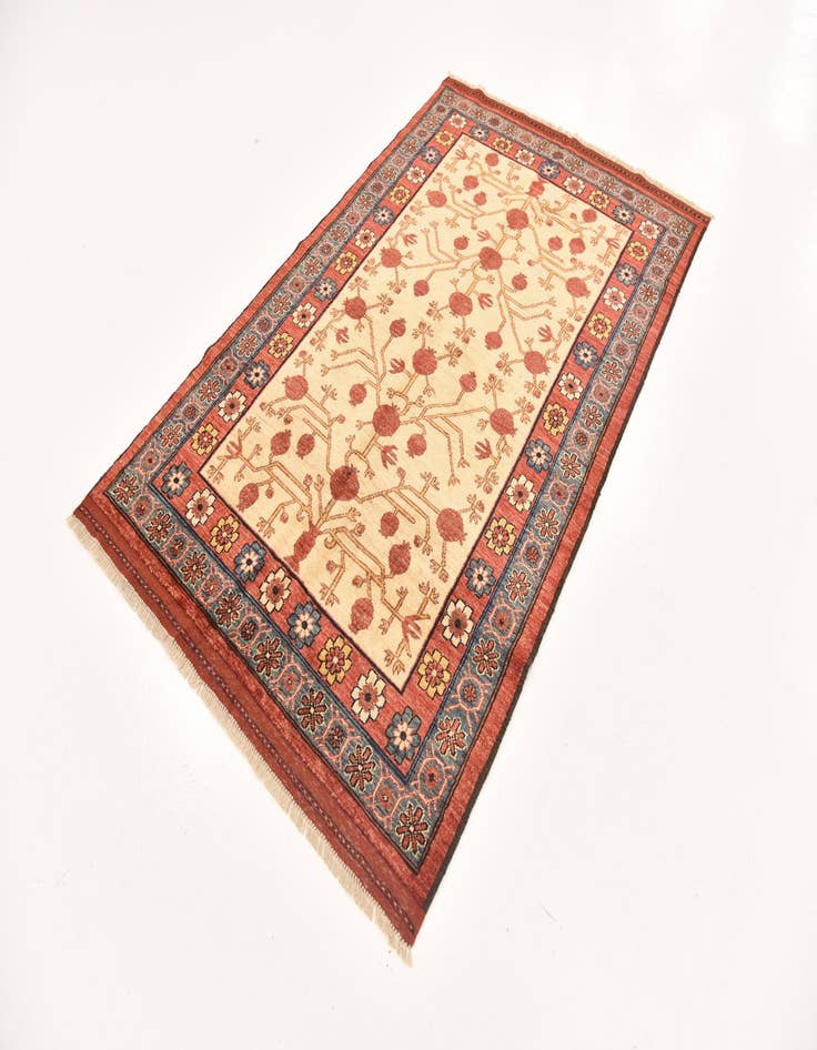 Detail image of 4' 1 x 6' 8 Hand Knotted Afghan Ersari Wool Rug