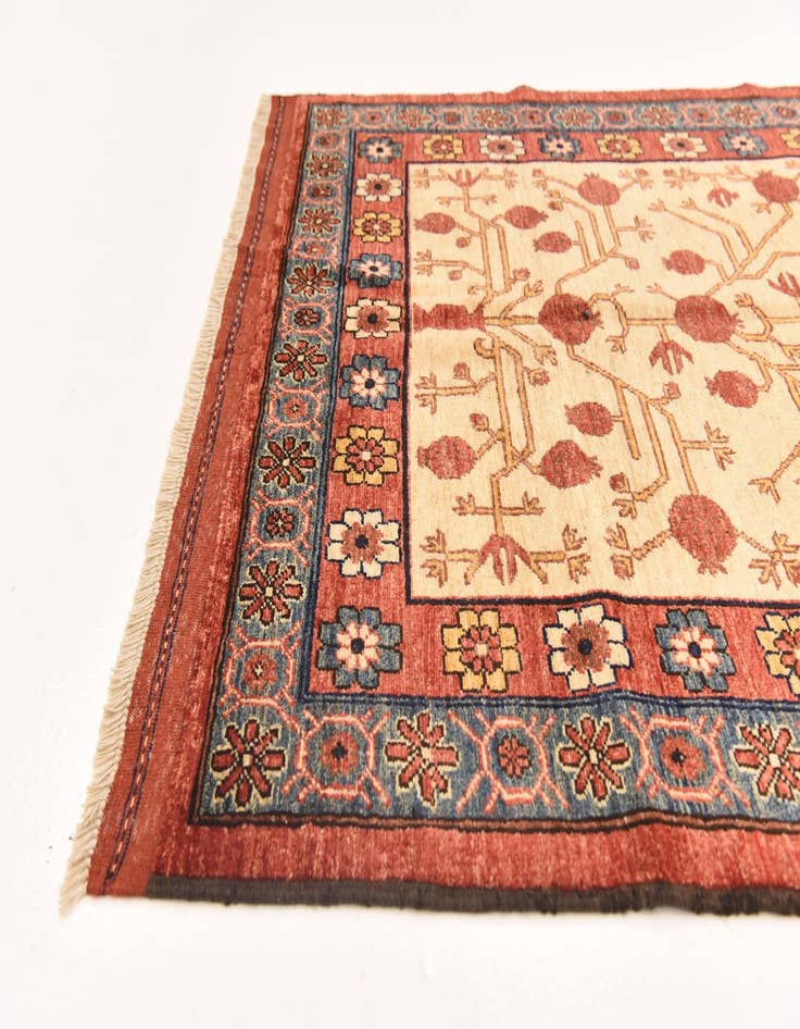 Detail image of 4' 1 x 6' 8 Hand Knotted Afghan Ersari Wool Rug