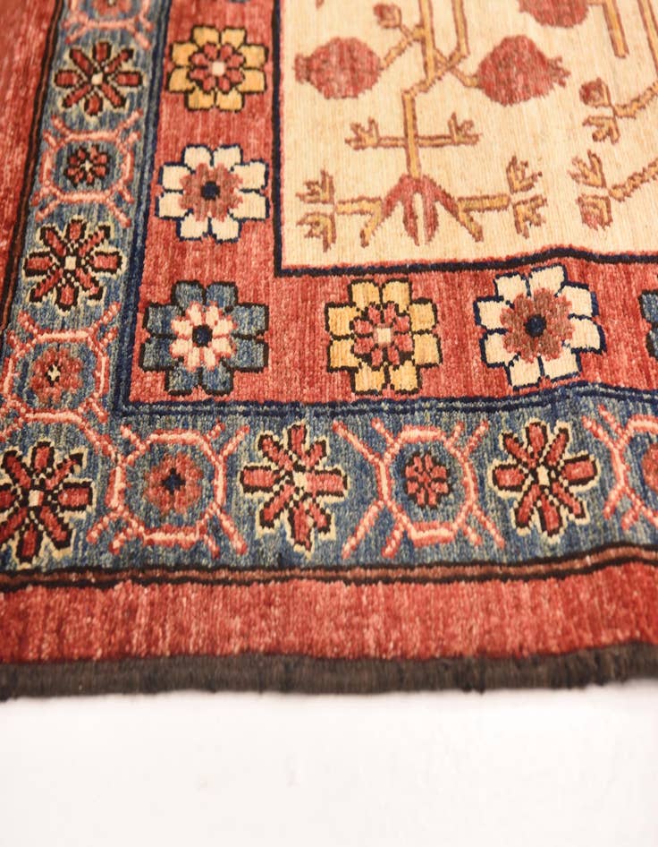 Detail image of 4' 1 x 6' 8 Hand Knotted Afghan Ersari Wool Rug