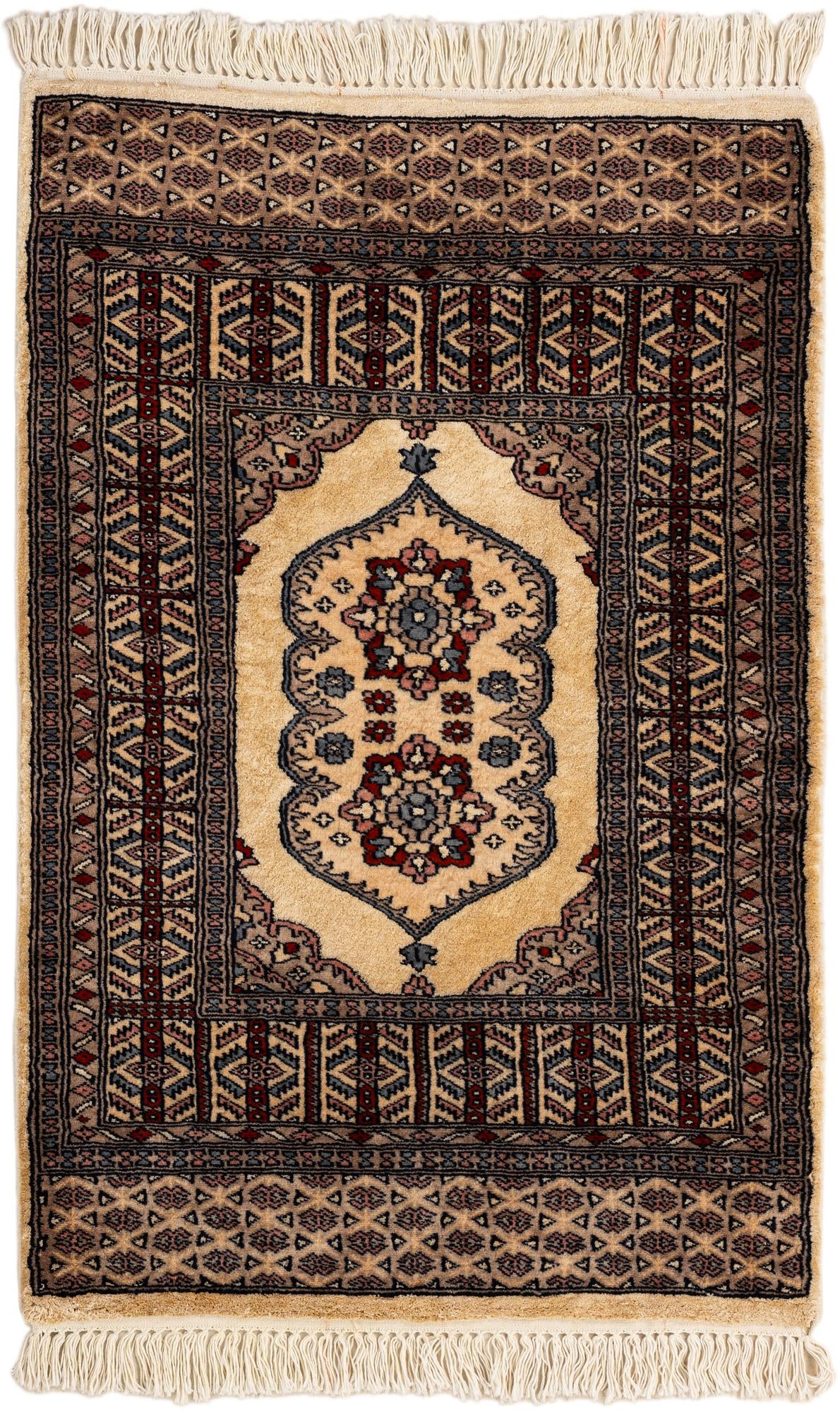  2' 6 x 4'  Hand Knotted Bokhara Oriental Wool Rug