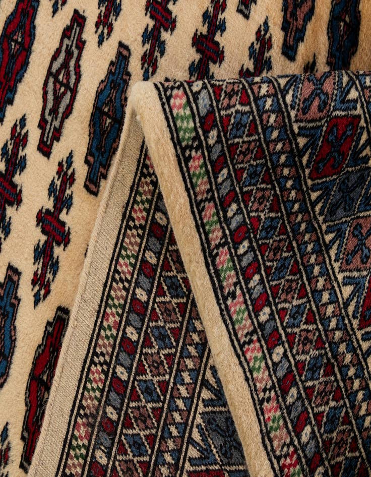 Detail image of  4' 3 x 6' 1  Hand Knotted Bokhara Oriental Wool Rug