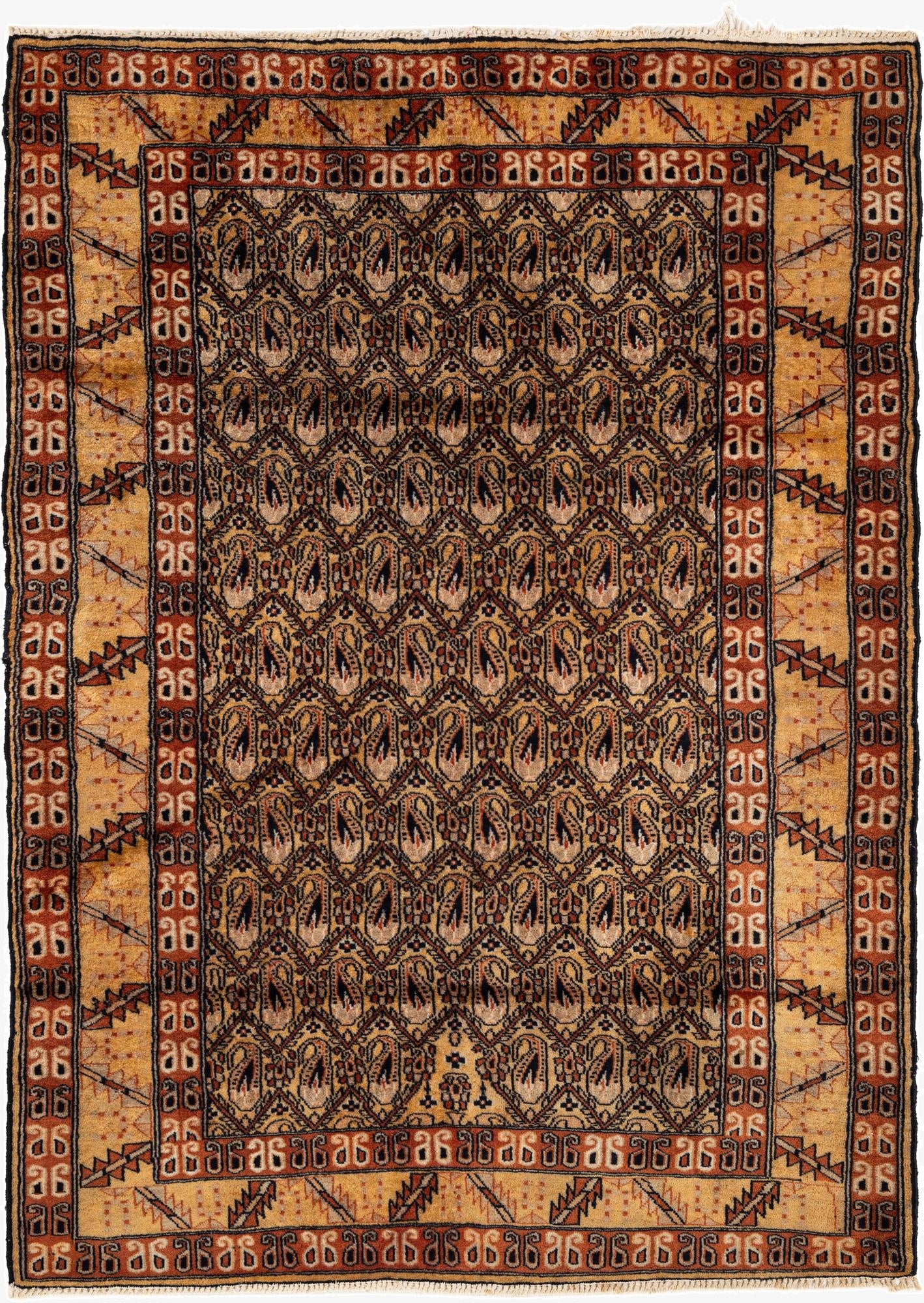  4' 2 x 5' 10  Hand Knotted Bokhara Wool Rug