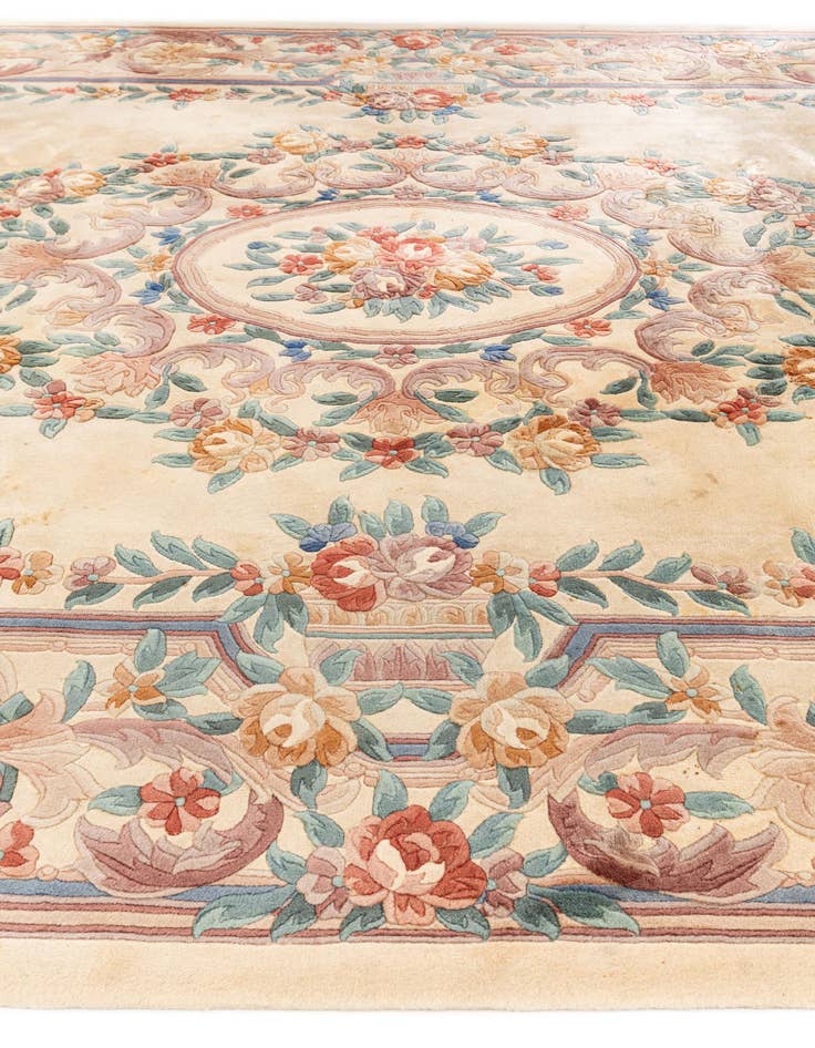 Detail image of  8' 7 x 11' 8  Hand Knotted Carved Pekin Wool Rug