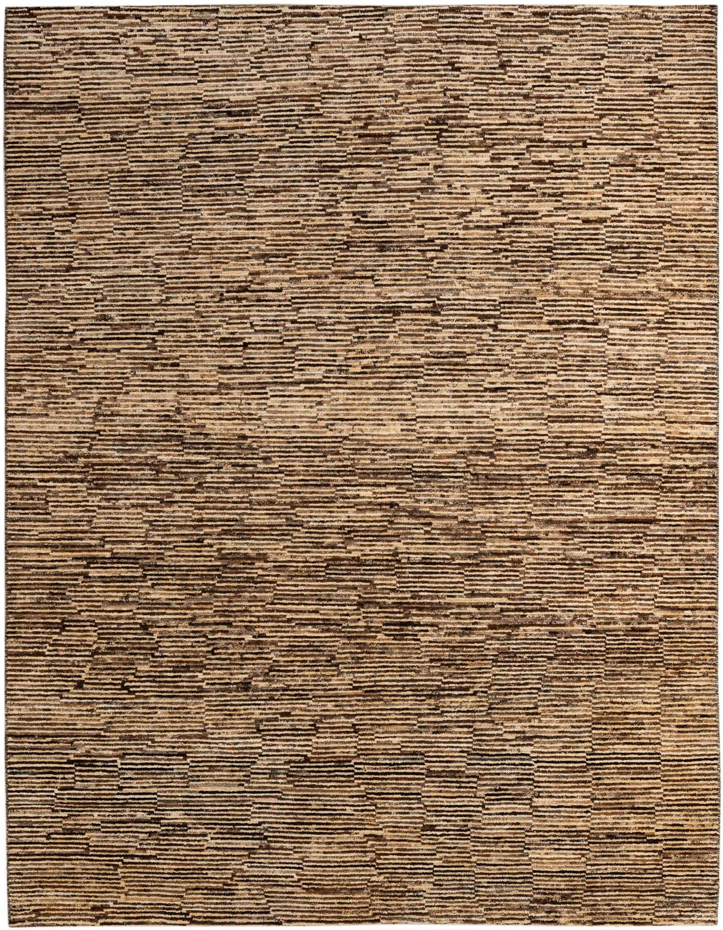 A 6x9 rectangular Darya rug in ivory and brown, featuring a modern stripe pattern with varied horizontal lines.