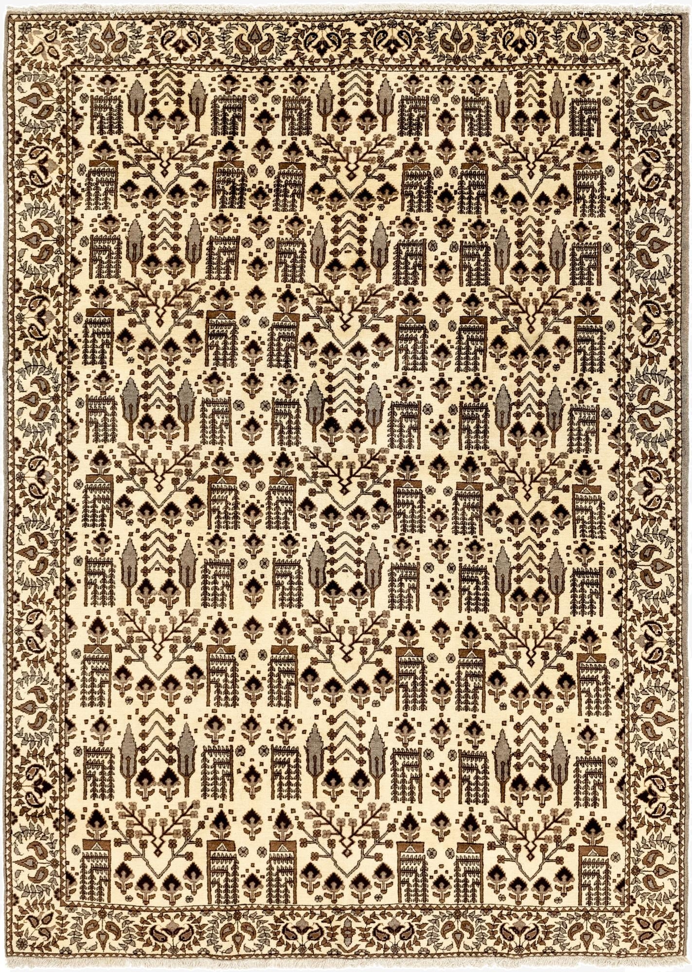  7' 9 x 11' 3  Hand Knotted Ferdos Persian Wool Rug