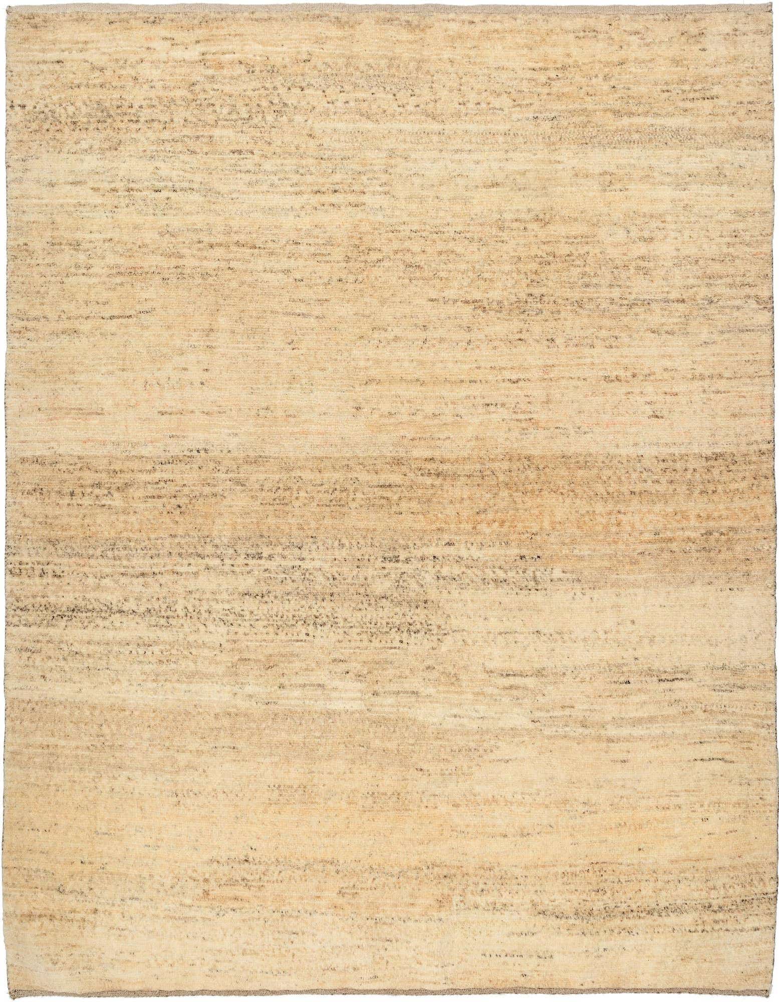 A 5x8 rectangular Gabbeh Shouli rug in shades of ivory and cream, featuring a subtle modern striped pattern.