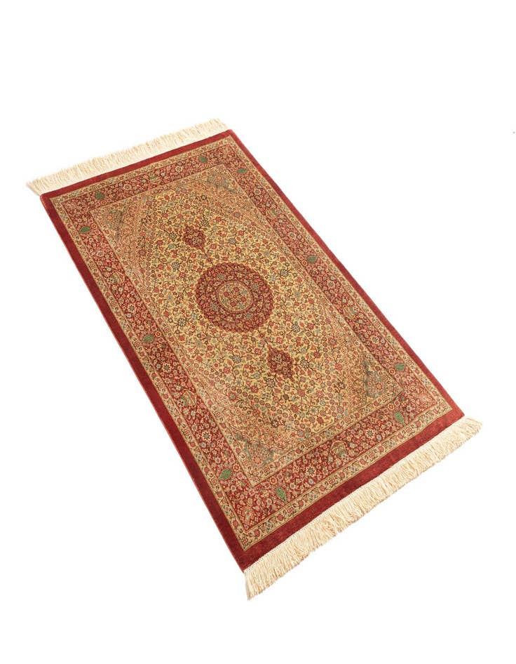 Detail image of  2' 7 x 4' Ghom Silk Rug