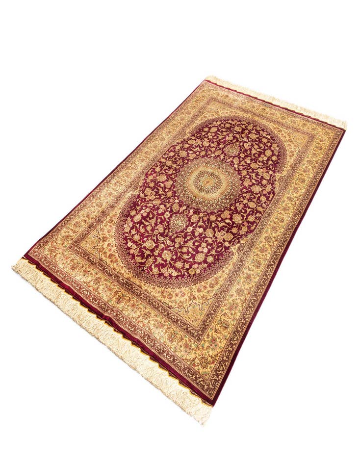 Detail image of  4' 3 x 6' 7 Ghom Silk Rug