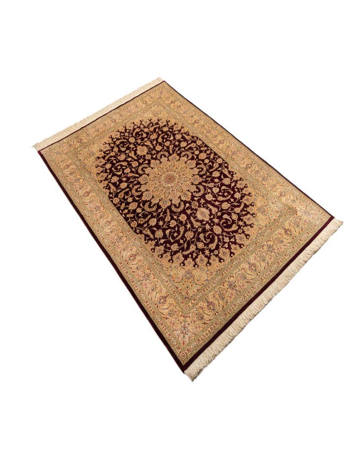 Detail image of  4' 4 x 6' 9 Ghom Silk Rug