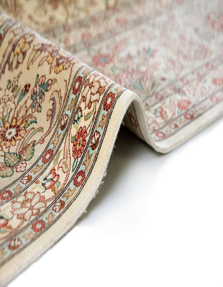 Detail image of  6' 6 x 9' 10  Hand Knotted Ghom Silk Persian Rug