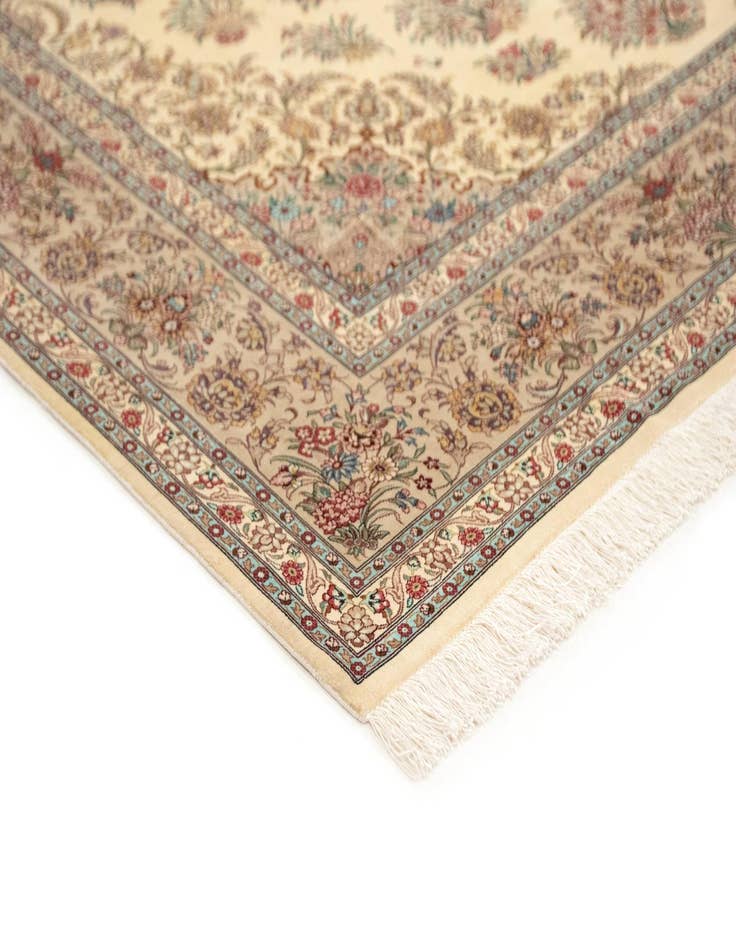 Detail image of  6' 6 x 9' 10  Hand Knotted Ghom Silk Persian Rug