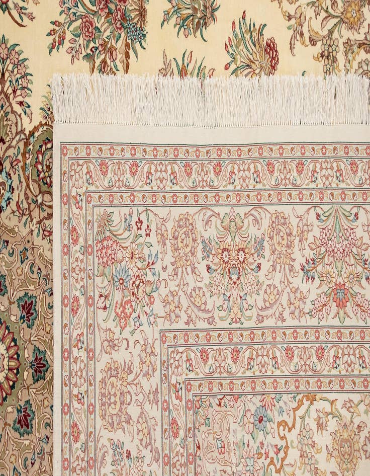 Detail image of  6' 6 x 9' 10  Hand Knotted Ghom Silk Persian Rug