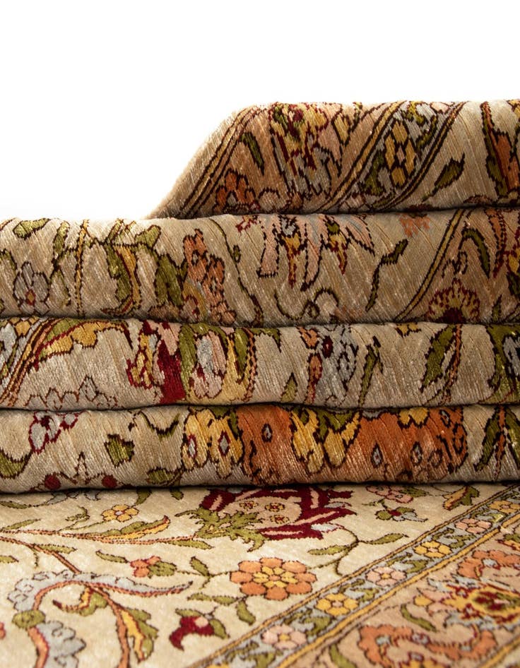 Detail image of  4' 8 x 7' 5 Hereke Silk Rug