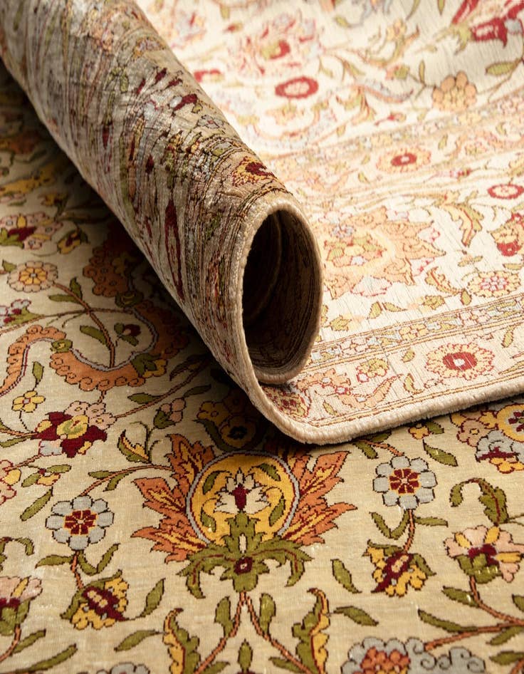 Detail image of  4' 8 x 7' 5 Hereke Silk Rug