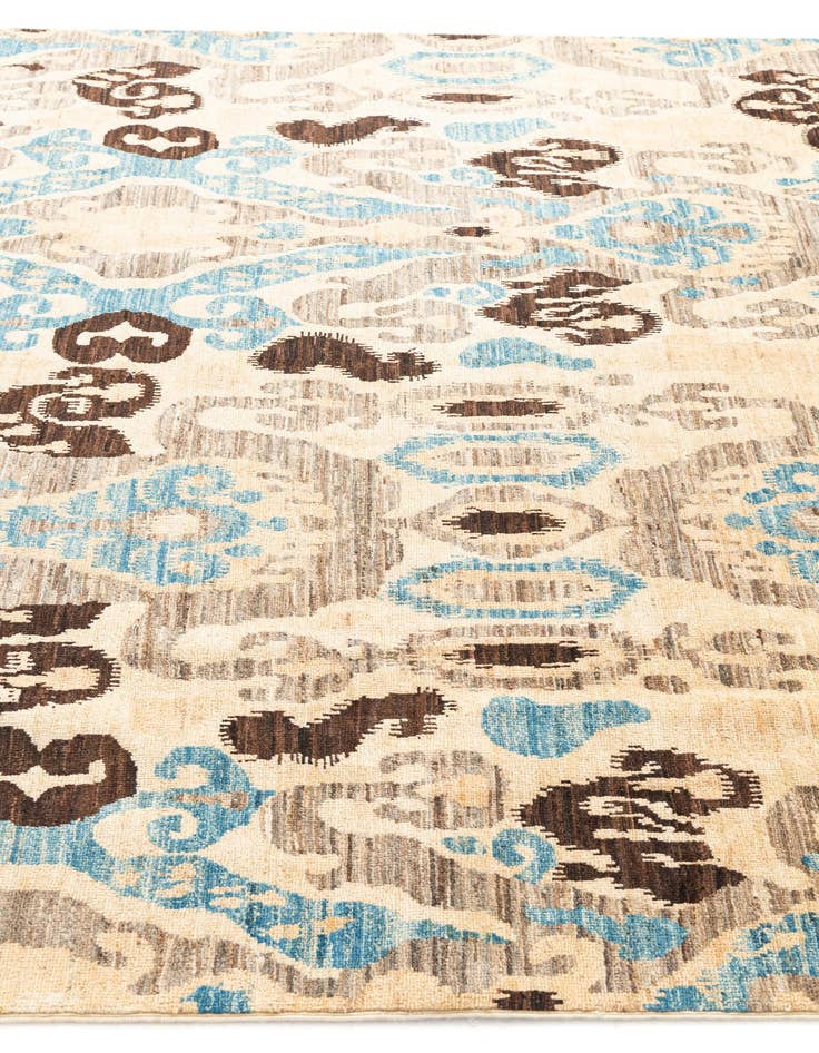 Detail image of  6' 8 x 9' 3  Hand Knotted Ikat Oriental Rug