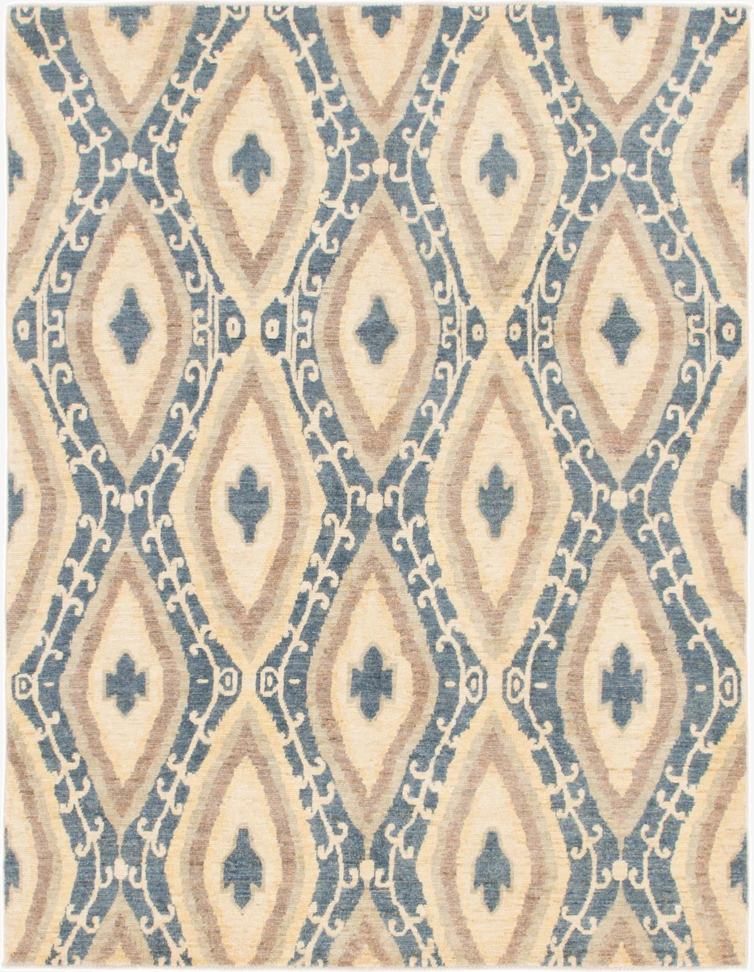  5' x 6' 5  Hand Knotted Ikat Rug
