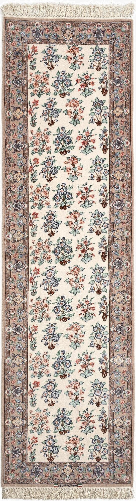  2' 9 x 9' 10  Hand Knotted Isfahan Rug