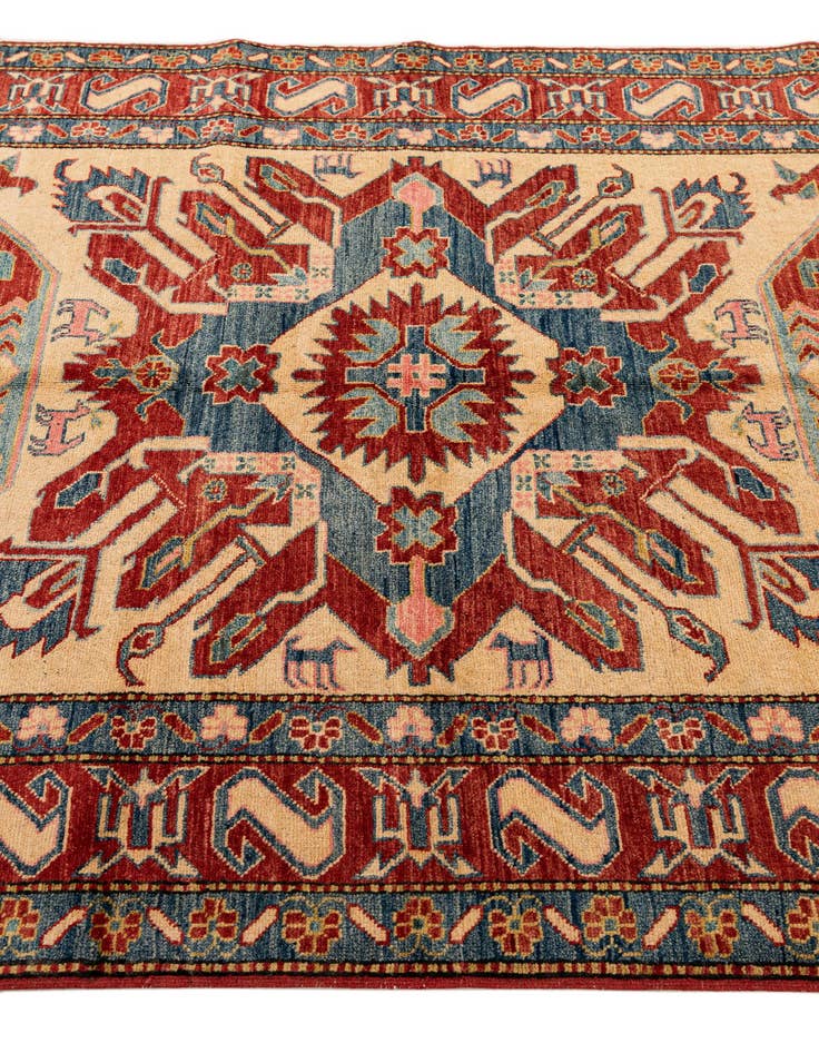 Detail image of  4' 11 x 6' 5  Hand Knotted Kazak Wool Rug