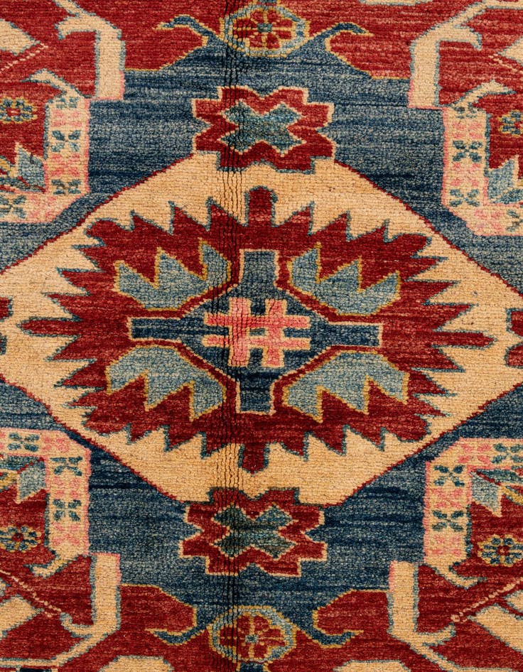 Detail image of  4' 11 x 6' 5  Hand Knotted Kazak Wool Rug