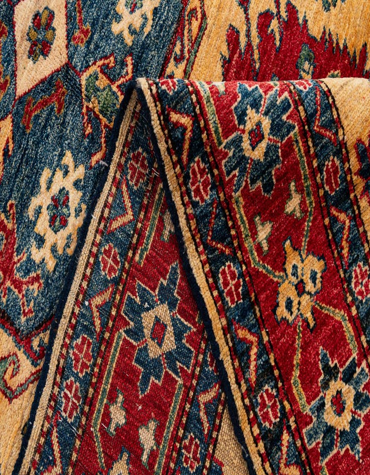 Detail image of  4' 9 x 8' 4  Hand Knotted Kazak Wool Rug