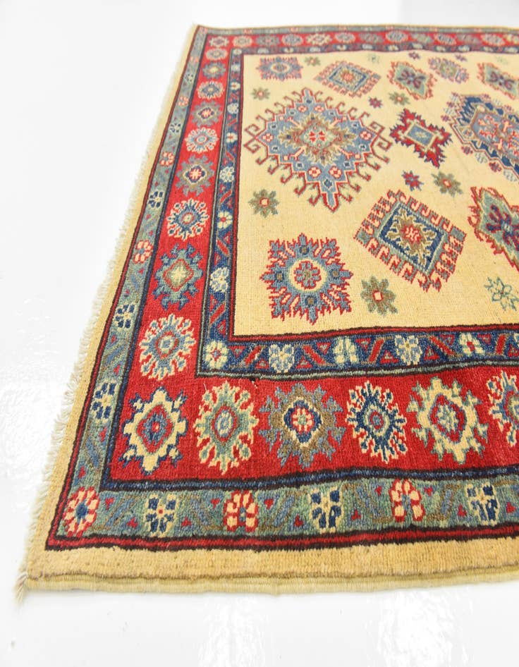 Detail image of  4' x 5' 7  Hand Knotted Kazak Rug