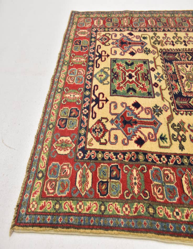 Detail image of  4' x 5' 8  Hand Knotted Kazak Rug
