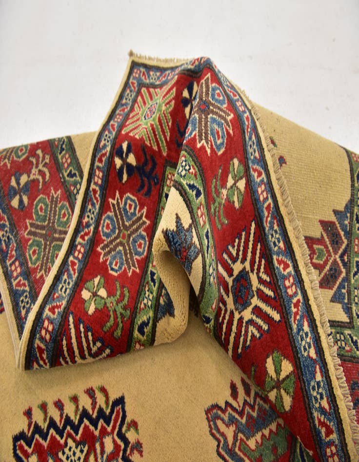 Detail image of  4' x 5' 9  Hand Knotted Kazak Rug