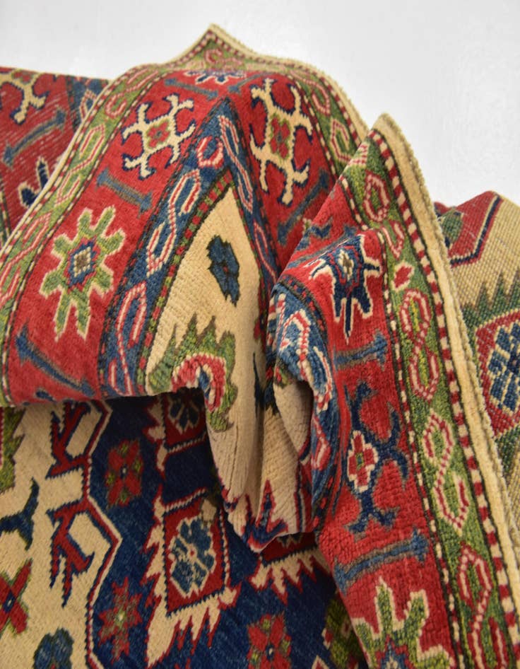 Detail image of  4' x 6' 4  Hand Knotted Kazak Rug