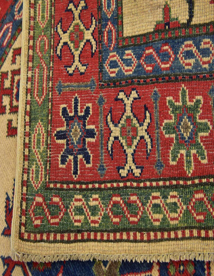 Detail image of  4' x 6' 4  Hand Knotted Kazak Rug