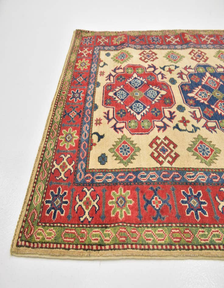 Detail image of  4' x 6' 4  Hand Knotted Kazak Rug