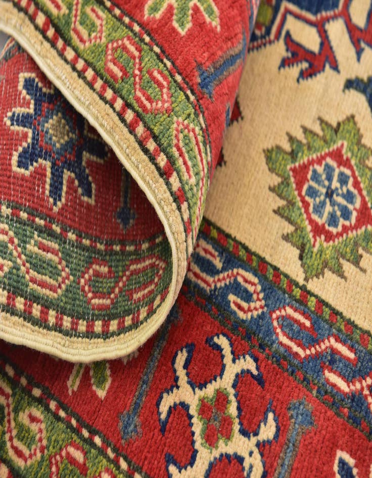 Detail image of  4' x 6' 4  Hand Knotted Kazak Rug