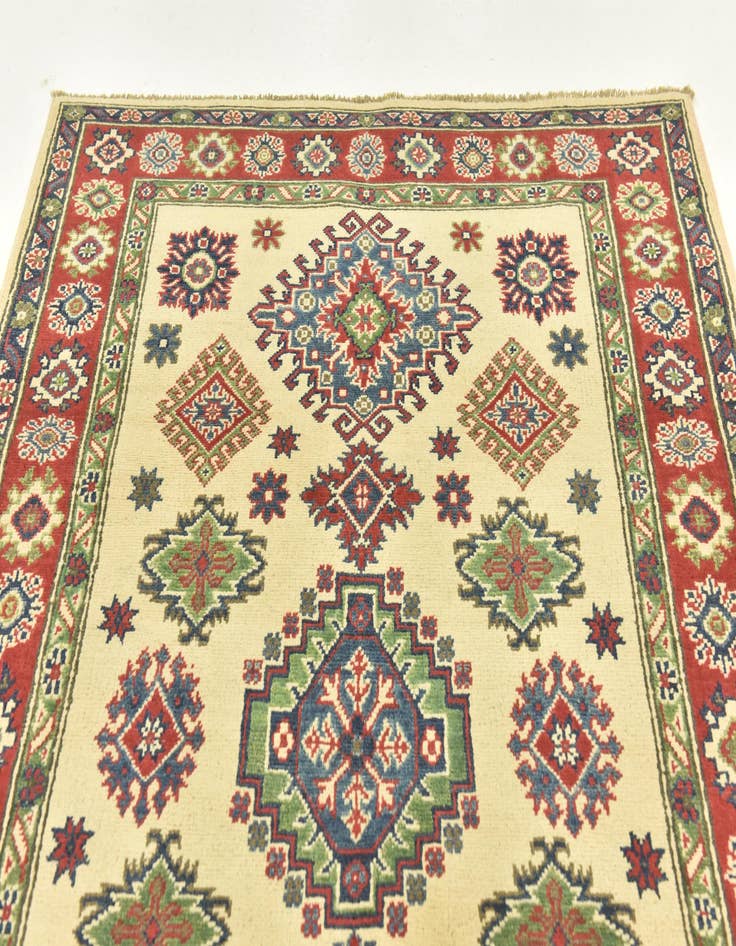Detail image of  4' x 5' 10  Hand Knotted Kazak Rug