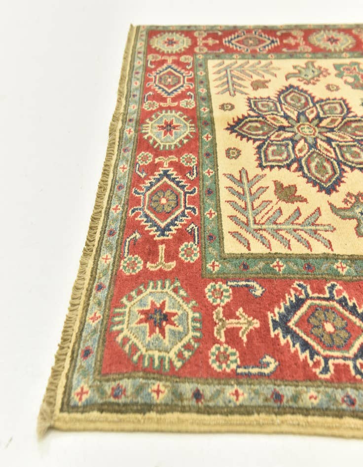 Detail image of  4' x 5' 10  Hand Knotted Kazak Rug
