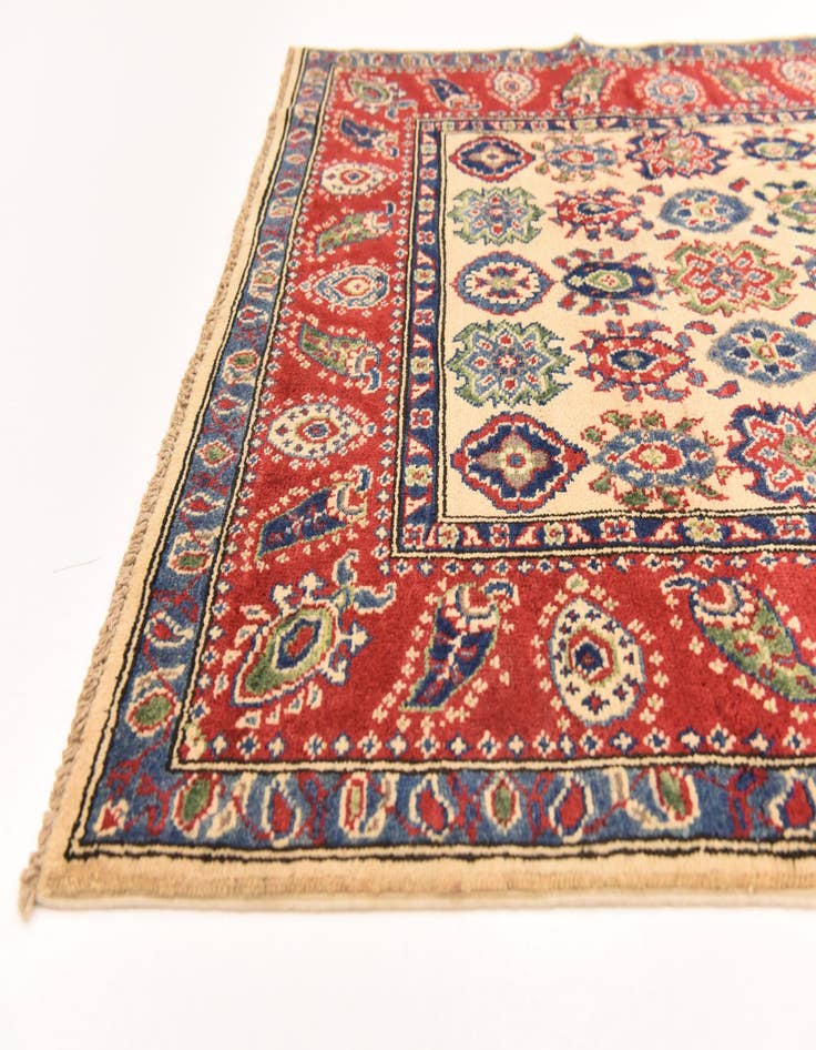 Detail image of  4' x 5' 10  Hand Knotted Kazak Rug