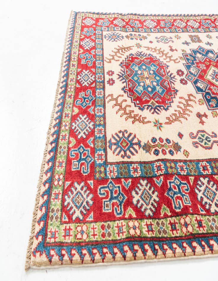Detail image of  4' 2 x 6'  Hand Knotted Kazak Rug